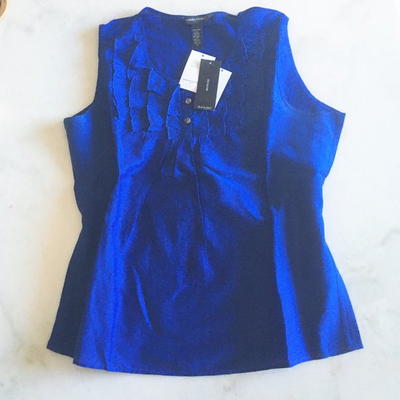 New Banana Republic blue silk blend sleeveless top - Picture 1 of 3